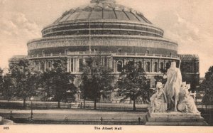 London England, The Albert Hall Front View Statue UK Vintage Postcard c1910