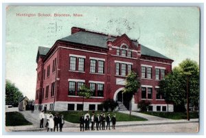 1909 Huntington School Brockton Exterior Massachusetts Vintage Antique Postcard