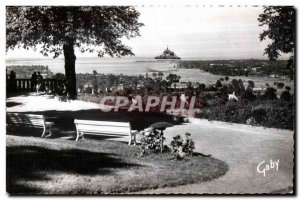 Modern Postcard Avranches (handle) plant garden and view of the bay to Mount ...