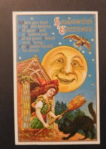 1916 USA Halloween Postcard Cover ? to NY Moon and Witch