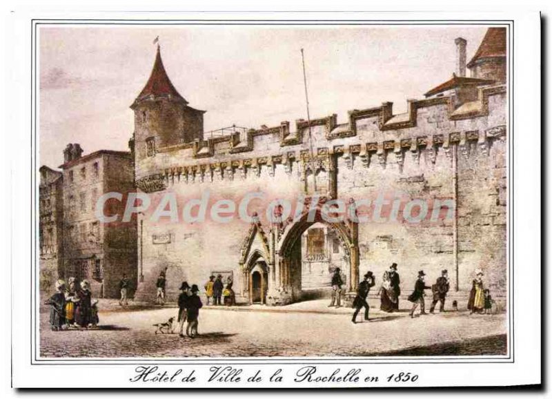 Modern Postcard La Rochelle City History I'Entree From I'Hotel Town in 1850