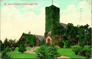 Vtg Postcard 1908 St John's Church Peterborough Ontario Canada Ont