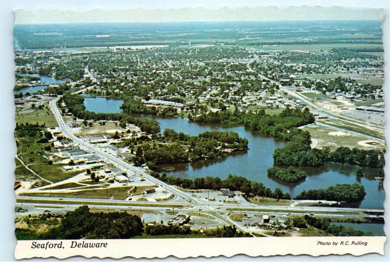 *Aerial Town City View Downtown Seaford Delaware Vintage 4x6 Postcard C07