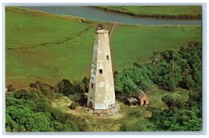 c1950's Aerial View Cape Fear Lighthouse Smith Island North Carolina NC Postcard