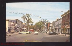 LANCASTER NEW HAMPSHIRE DOWNTOWN STREET SCENE 1950's CARS VINTAGE POSTCARD