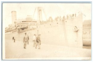 c1910's US Navy Soldier Cargo Ship Calamares WWI RPPC Photo Antique Postcard