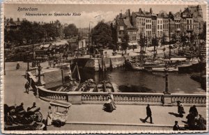Netherlands Rotterdam Nieuwe Haven Spaanse Kade Vintage Postcard 09.52 