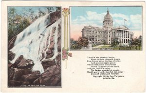 Tallulah Falls, Georgia State Capitol, 1913 P. Verghiotis Poem, Antique Postcard