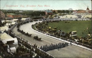 BROCKTON MA Governors Day Horse Race Parade c1910 Postcard