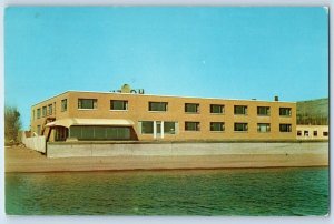 1962 Grand Marais Minnesota MN Postcard Shoreline Motor Lodge Lake Town Building