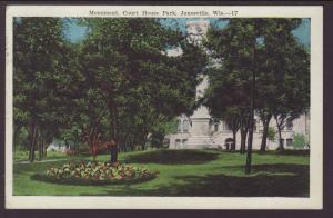 Monument,Court House Park,Janesville,WI Postcard