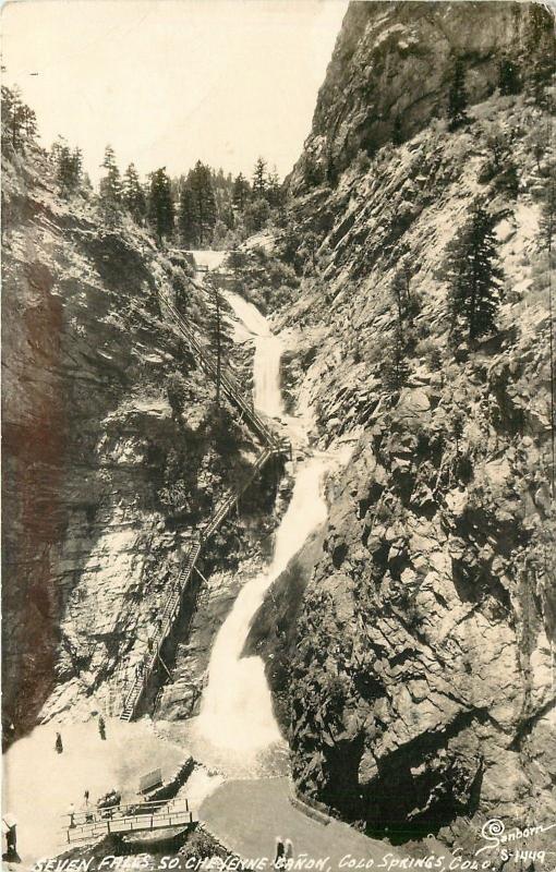 Colorado Springs Colorado~Seven Falls So Cheyenne Canon~1951 Real Photo Postcard