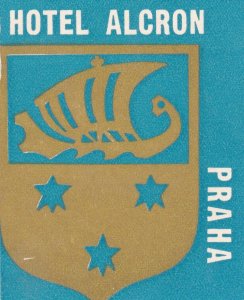 Czechoslovakia Praha Hotel Alcron Vintage Luggage Label sk3646