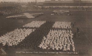 Sheffield Coronation Pageant Military Drilling National Flag RPC Old Postcard