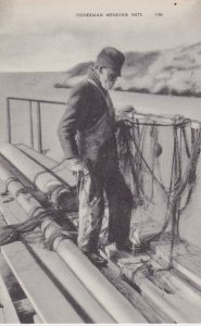 Fishing New England Fisherman Mending Nets