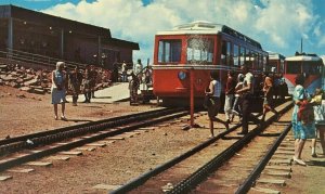 Cog Train Pikes Peak Colorado Postcard Streamline Diesel People Tracks Railroad