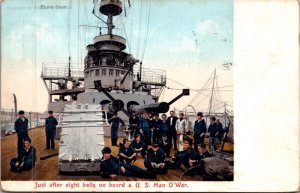 Postcard Just After Eight Bells On Board a U.S. Man O'War Military Ship Soldier