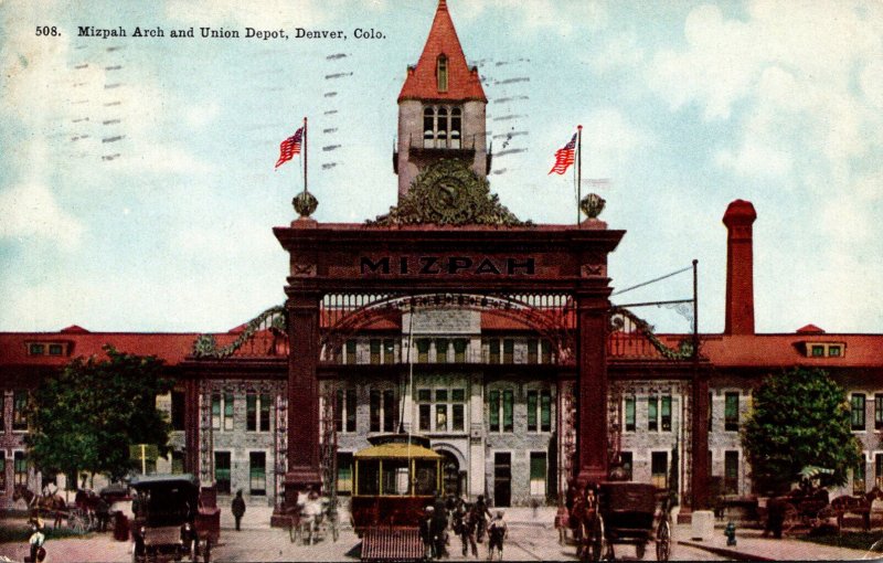 Colorado Denver Mizpah Arch and Union Station 1912