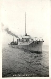 Philadelphia PA USS Aylwin DD 47 Ship June 7 1913 Real Photo Vintage Postcard