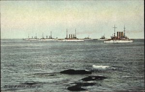 ROCKPORT MA Battleships Fleet in Harbor c1910 Postcard