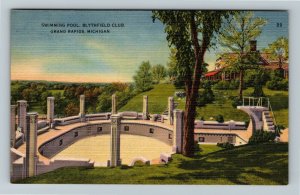 Grand Rapids MI-Michigan, Scenic Blythfield Club, Swimming Pool, Linen Postcard