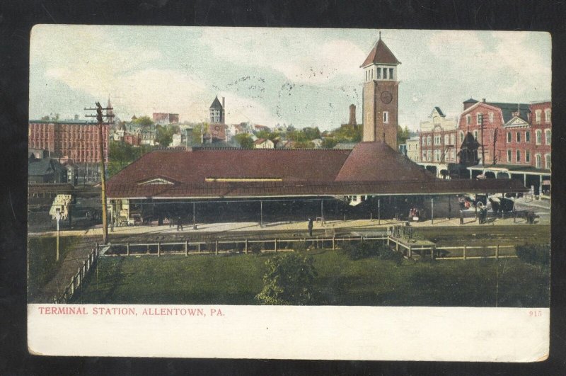 ALLENTOWN PENNSYLVANIA PA. RAILROAD STATION DEPOT VINTAGE POSTCARD 1906