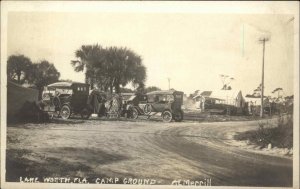 Lake Worth FL Camp Ground AE Merrill c1920 Real Photo Postcard CARS