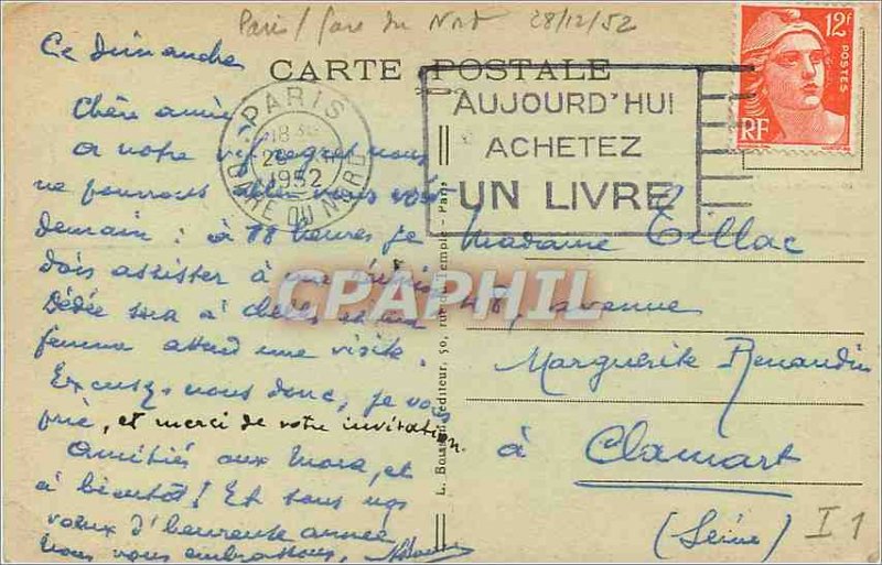 Old Postcard Montemartre Paris Basilica of Sacre Coeur in Montmartre