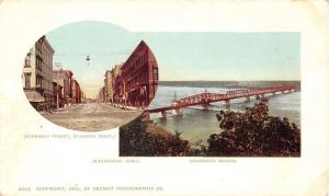 Burlington Iowa Mississippi Bridge Street Scene Multiview Antique PC K23421