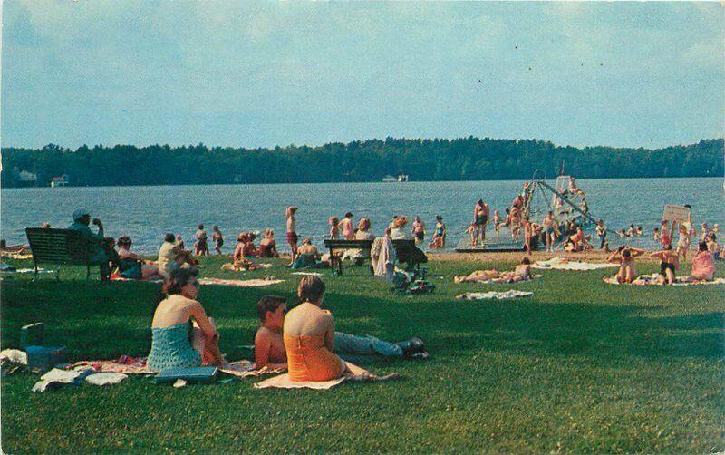 Bathing Beach Torpy Park Minocqua Wisconsin 1958 Postcard Wyman 151