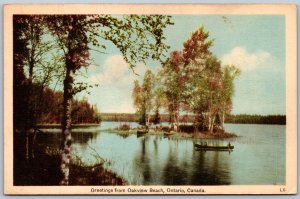 Postcard Wasaga Beach Ontario c1952 Greetings From Oakwood Beach Scenic PECO