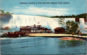 Vtg Maid of the Mist Steamer Boat Niagara Falls Ontario Canada 1940s Postcard