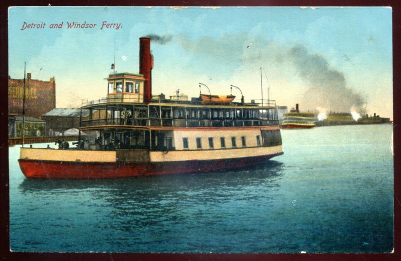 dc1459 - Detroit to WINDSOR Postcard 1910s Ferry Boat by Stedman