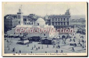 Postcard Old Algiers Place Du Government And The Mosque Djemaa Djedid