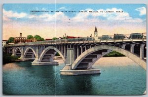 Vtg International Bridge From Nuevo Laredo Mexico To Laredo Texas TX Postcard