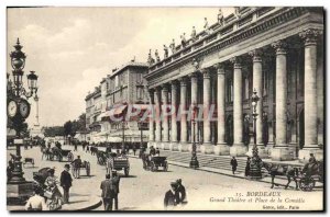 Postcard Old Bordeaux Grand Theater and Place de la Comedie