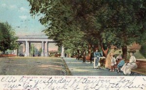 1907 BALTIMORE MD MARYLAND MADISON AVE GATE DRUID HILL PARK POSTCARD