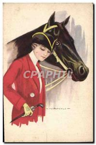 Old Postcard Horse Riding Equestrian Woman