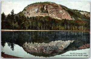 VINTAGE POSTCARD VIEW OF ECHO LAKE AND WHITE HORSE LEDGE NORTH CONWAY N.H.