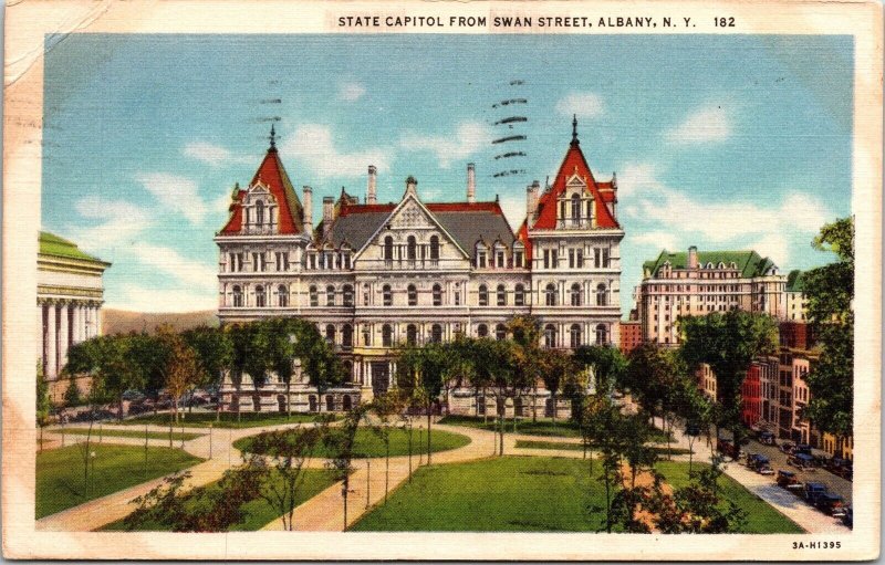 State Capitol From Swan St Albany NY New York WB Postcard PM Rensselaer NY WOB