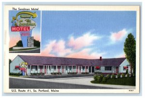 c1930's The Sandman Motel Roadside Portland Maine ME Unposted Vintage Postcard
