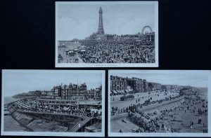 Lancashire Collection x 3 BLACKPOOL Views c1908 Postcards by C.A. Cook