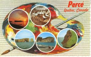 Perce Quebec QC Que Artist's Paradise Painter's Palette Multiview Postcard D19