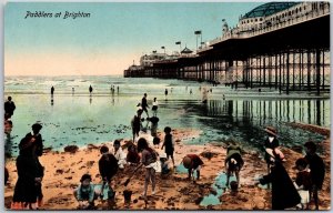 Paddlers At Brighton England Pier Children Postcard