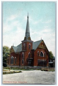 Geneva Ohio OH Postcard First Baptist Church Exterior View Building 1910 Antique