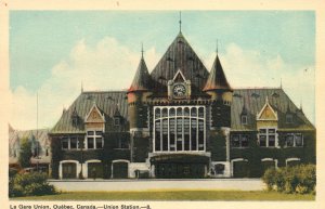 Vintage Postcard La Gare Union Building Landmark Quebec Canada Union Station