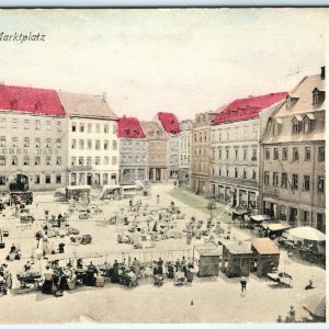 c1900s Glauchau Germany Marktplatz Market Marketplace Litho Photo Postcard A28