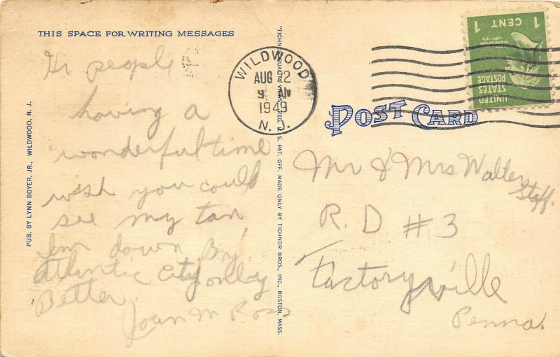 Wildwood New Jersey 1949 Comic Postcard Hee Haw Donkey Pennant Laugh On You