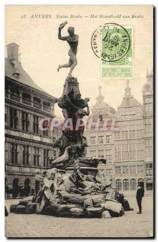 Old Postcard Antwerp Brabo Statue