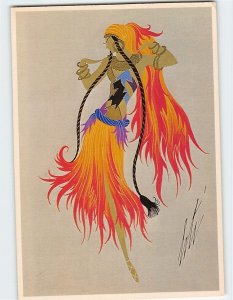 Postcard Costume design for a gypsy dancer in a show at the Lido Paris France